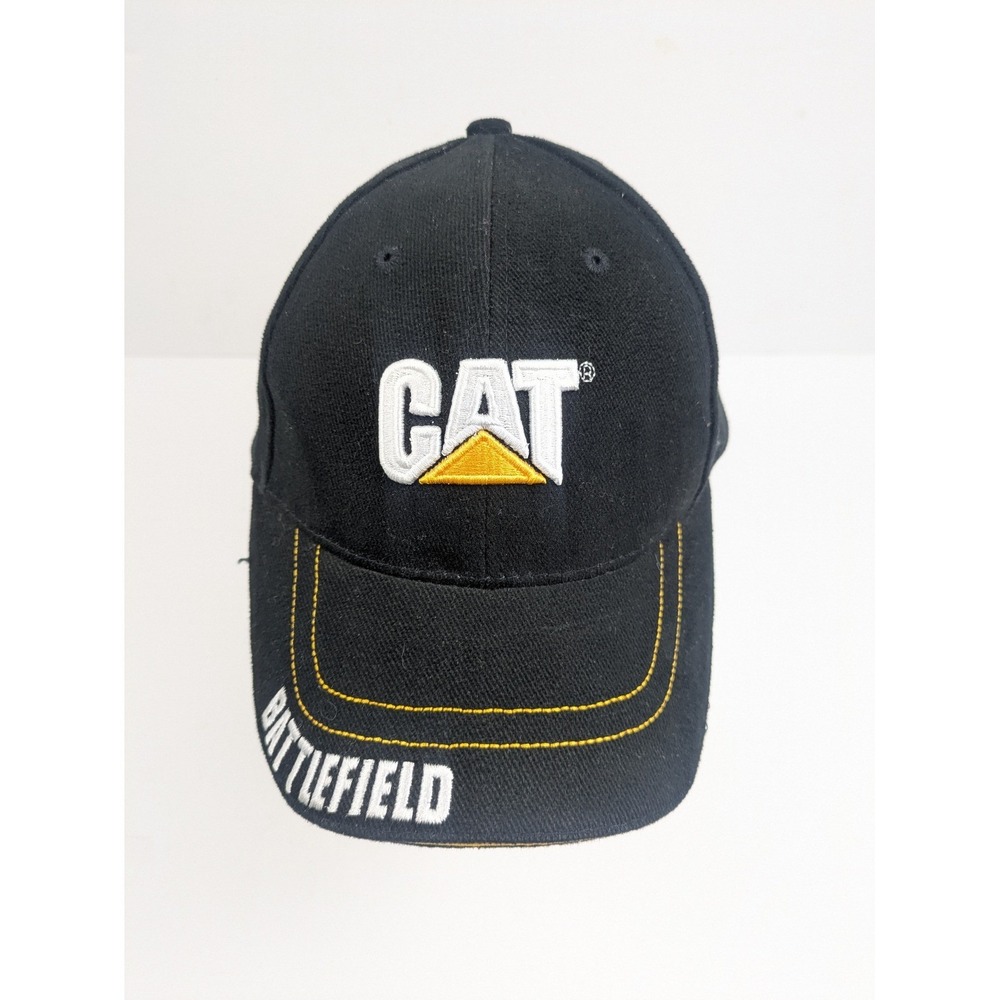 CAT Caterpillars Battlefield Adult Black Used Strapback‎ Cotton Corduroy hat Cap